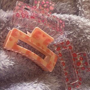 Pink and Clear Hair Claw Clips